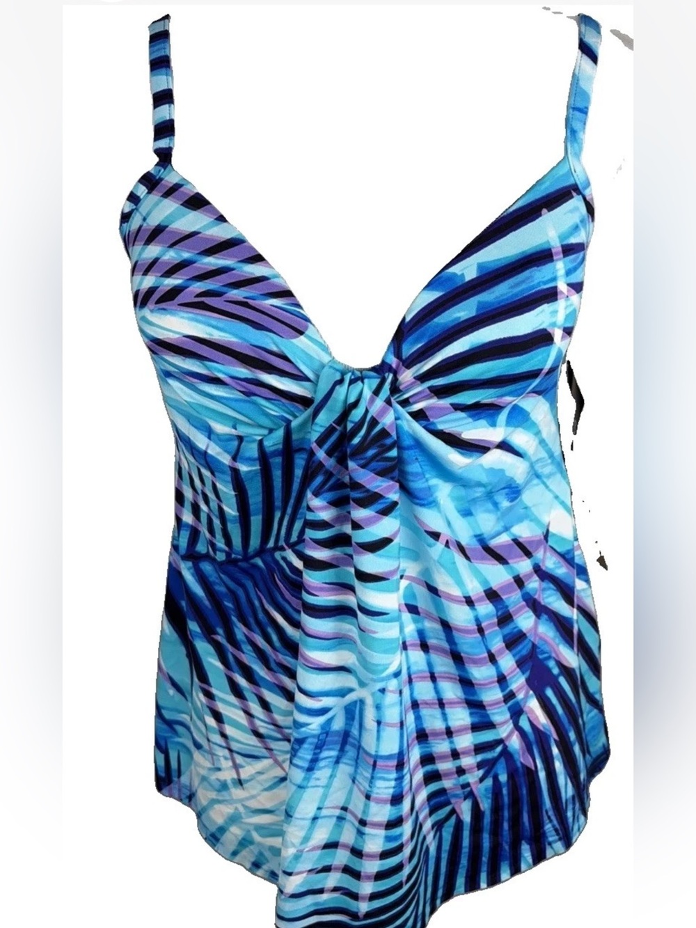 NWT Miraclesuit Sz 8 Blue Palm Tankini swim top